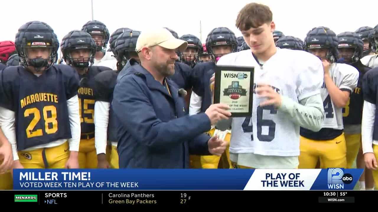 Marquette High School gets Play of the Week plaque for 'Miller Time' — Hartland Schools news